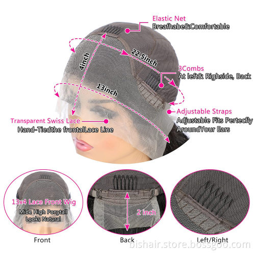 13x4 Front Lace Wig Real Human Hair Straight Hair Lace Closed Wig Suitable for Women 150% Density Brazilian Real Human Hair Wig